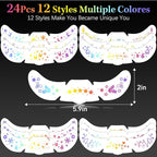 24pcs Christmas Glitter Makeup Patches-Holographic-Face Glitter, Sparkle Speckles Patches for Women, Body Temporary Tattoos,Cute Sparkling,Party Winter Festival Decorations