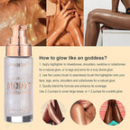 Body Shimmer Oil, Diamond Platinum Natural Glow Luminizer, Long Lasting Waterproof Moisturizing Liquid Illuminator Highlighter Makeup for a Sun-Kissed Glow, Brush Include, 1oz, Light Fair