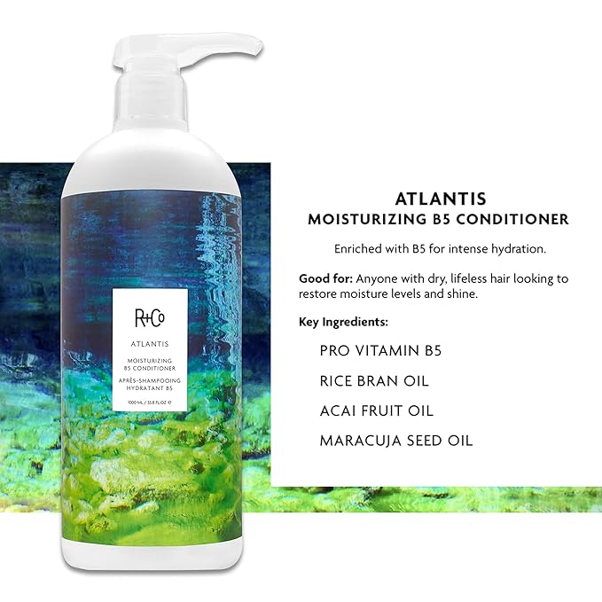 R+Co Atlantis Moisturizing B5 Shampoo & Conditioner Set | Deep Hydration & Repair for Dry Hair | Vegan + Cruelty-Free | 33.8oz (Pack of 2)
