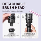 Wavytalk Thermal Brush, 1 1/2 inch Heated Round Brush with Detachable Head, Velvet Pouch and Dual Voltage for Travel, Easy to Create Blowout Look, Classic Black
