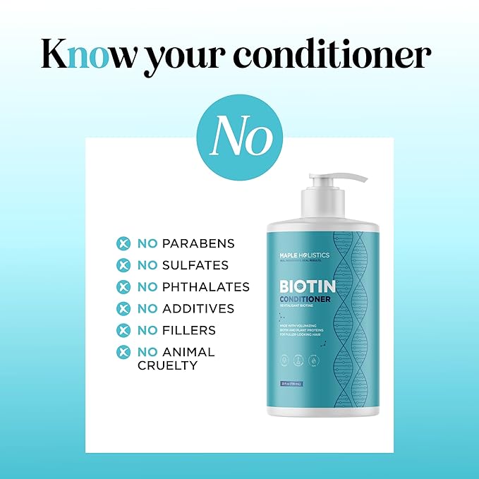 Biotin Conditioner for Thinning Hair - Volumizing Conditioner for Fine Thin & Weak Hair - Sulfate Paraben & Silicone Free with Nourishing Plant Proteins Argan Oil Green Tea & B Vitamins (25 Fl Oz)