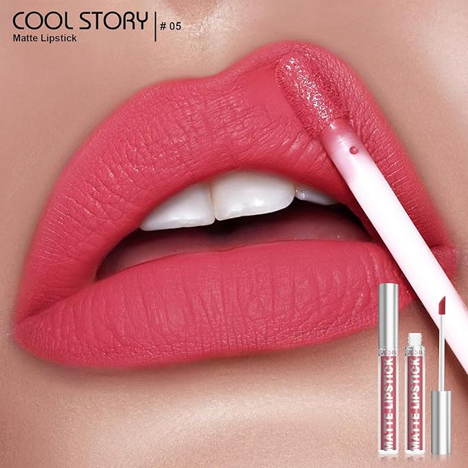 COOL STORY Matte Lip Stain Tint Highly Pigmented Color Long-Lasting Waterproof (05)