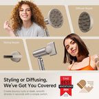 Dreame Pocket Pro Hair Dryer, Dual Voltage Travel Blow Dryer with Diffuser, 1300W Professional HighSpeed Ionic Hair Blower, Fast Drying, Low Noise, Lightweight, No Heat Damage, Global Travel 120V/240V