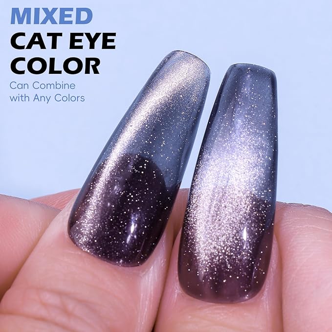 Clara Colors 12 Colors Glitter Cat Eye Gel Nail Polish Set Sparkle Galaxy Series Magnetic Nail Polish with Base Gel Glossy Top Coat Magnet UV LED Curing Require Nail Art Manicure Salon DIY Home Gifts