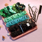 YANRONG Women's Hair Accessories Set: 755PCS Seamless Ponytail Holders, Variety Scrunchies, Bands and Ties for Thick and Curly Hair (Green)