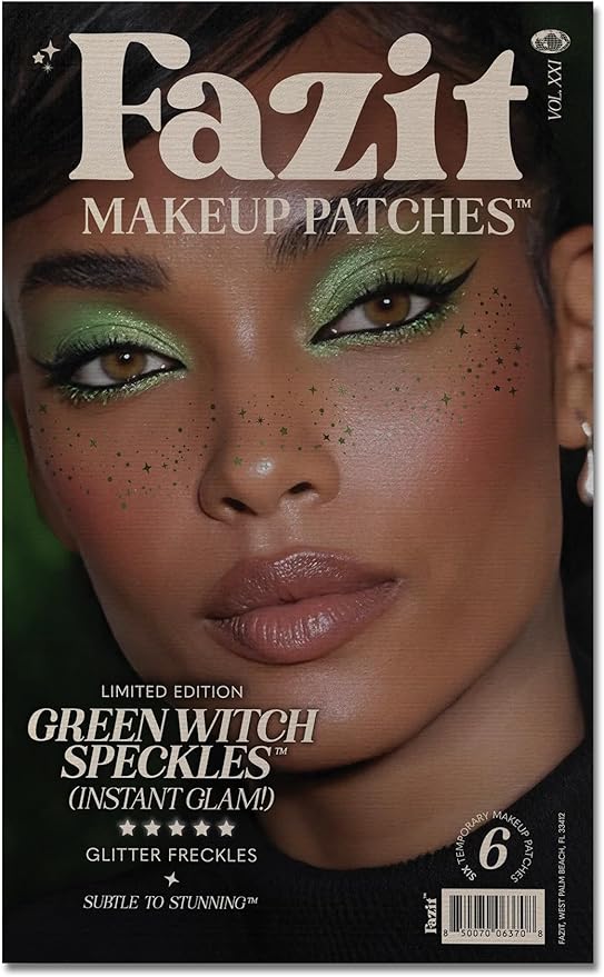 Fazit Makeup Patches - Green Witch Speckles - Glow Up Make-Up Patches - Cute Glitter Makeup Accessories for Women - Cosmetic Glitter for Face