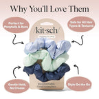 Kitsch Scrunchies for Women - No Crease Hair Ties No Damage | Soft Polyester Scrunchies for All Hair Types | Stylish & Comfortable, For Ponytails & Buns | Ideal Gifts for Women - Garden Bouquet, 3pcs