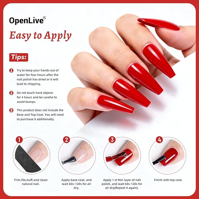 18ml Red Nail Polish Large Volume Quick Drying Nail Polish, Fast Drying and Long Lasting Color Nail Art DIY Home Manicure Gift for Women