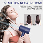 Slopehill Professional Ionic Hair Dryer, Powerful 1800W Fast Drying Low Noise Blow Dryer with 2 Concentrator Nozzle 1 Diffuser Attachments for Home Salon Travel (Prussian Blue)