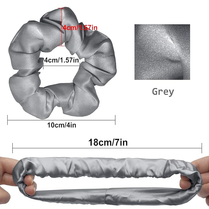 OLESILK 100% Mulberry Silk-Scrunchies for Hair Sleep, Women Grils Silk Hair Ties for Frizz & Breakage Curly Hair, No Damage, Elastics Ponytail Holder, 3 Pack