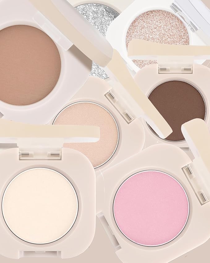 Single Matte Eyeshadow,Nude Beige Eye Shadow Palette Primer Base Hightlight Makeup,High Pigment Waterproof Pressed Eye Shadows Powder with Smooth Lightweight Blendable Formula for Daily Eye Look-04