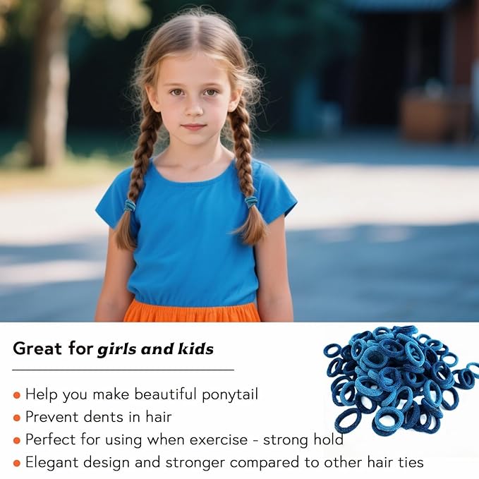 Mini Small Glittering Hair Ties All Hair Types Seamless Glitter Hair Ponies Elastics Ponytail Holders Hair Scrunchies Hair Accessories Baby Girls Kid Children 100 pcs