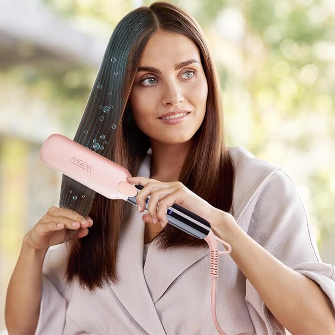 ANGENIL Pro Titanium Flat Iron Hair Straightener 1.75" Wide, Salon Grade Dual Voltage Straightening and Curler 2-in-1 with Heat Resistant Silicone Mat, Adjustable Temp 240°F-470°F, 15s Fast Heating