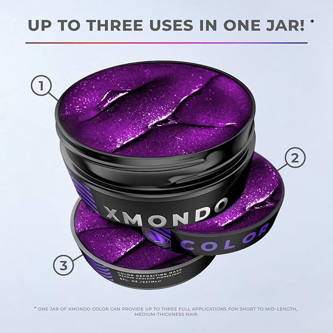 XMONDO Color Amethyst Deposting Mask – Semi-Permanent Purple Dye with Bond Booster & Hyaluronic Acid, 8 oz
