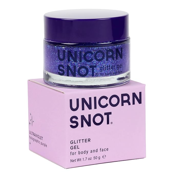 UNICORN SNOT Holographic Face Glitter & Body Glitter Gel | Holiday Glitter Makeup: Stocking Stuffers & Christmas Gift | Hair Glitter, Vegan & Cruelty-Free, 1.7 oz Purple Glitter (UV)
