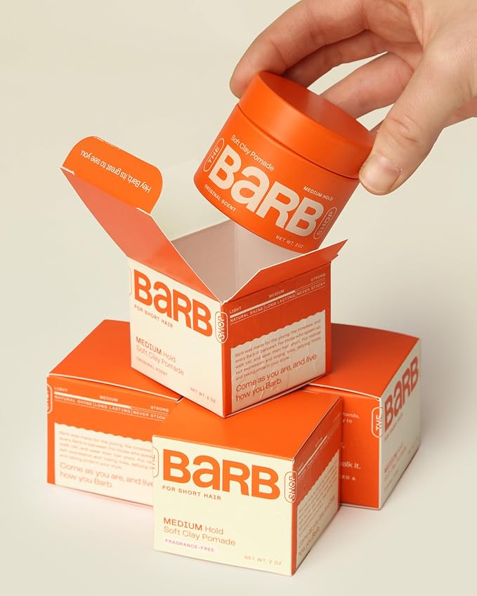 Barb Soft Clay Pomade for Women and Men - Medium Hold Hair Pomade Styling Clay for Thin and Thick Hair - Non-Sticky, Water-Based - Original Scent - 2 oz