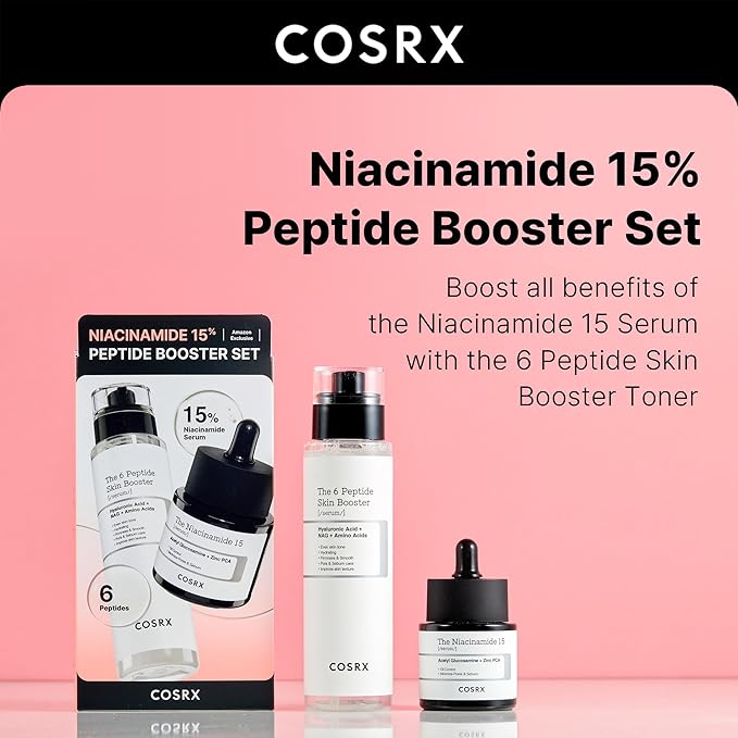 COSRX Niacinamide 15% Peptide Booster Set - Amazon Exclusive - Korean Skin Care Set, Gift Sets, Niacinamide Serum, Face Serum, Stocking Stuffers, Gifts For Women
