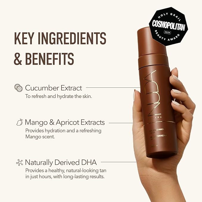 Nuda Self Tanning Mousse | Lightweight Sunless Tanning Lotion | Cruelty Free Body Self Tanner Mousse with Natural Ingredients | Bronzing Lotion at Home (190mL, Ultra Dark)