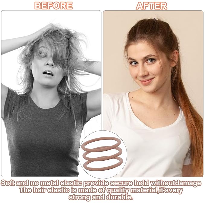 100PCS Hair Tie, 4MM Elastic Hair Ties No Damage Ponytail Holder for Women, Men and Girls (4mm Beige Blonde)