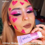 MEICOLY Pink Face Glitter,Pink Body Glitter,Sparkly Hair Glitter,Pink Accessories for Spirit Week,Singer Concerts Lover Heart Halloween Glitter Makeup,Mermaid Glitter Face Paint