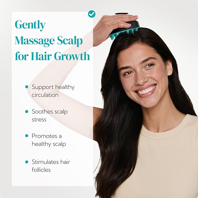 HEETA Hair Scalp Massager Shampoo Brush 2 Pack, Soft Silicone Bristles to Remove Dandruff, Waterproof Hair Scrubber for Both Wet Dry Use, Suitable for Men & Women (Turquoise & Purple)