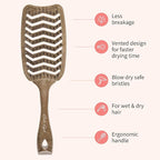 Hair Brush Professional for Women Men Paddle Detangling Brush for Wet Dry Curly Thick Straight Hair Shaping Defining Curls wood square