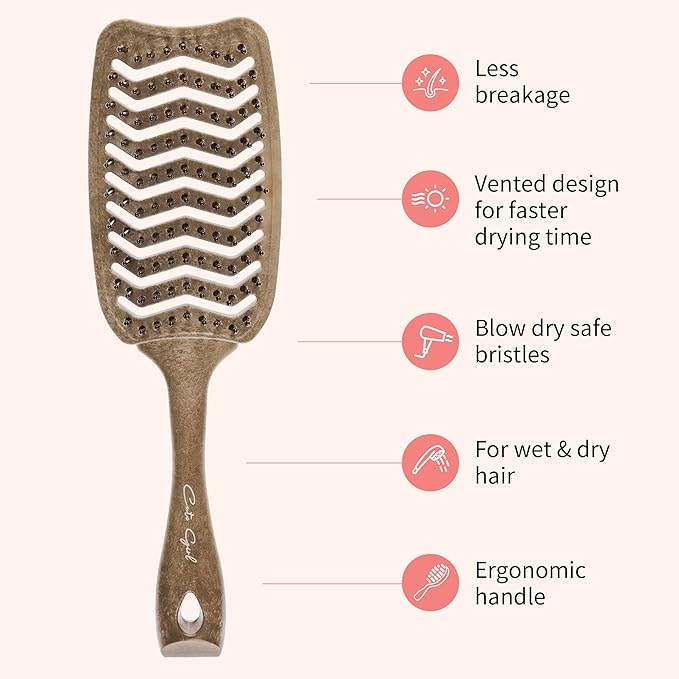 Hair Brush Professional for Women Men Paddle Detangling Brush for Wet Dry Curly Thick Straight Hair Shaping Defining Curls wood square
