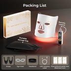 Red Light Therapy for Face-LED Face Mask Light Therapy with 3 Gears,2500mAh Battery,Remote Control,Infrared Red Light Therapy Mask for Home Working Travel Yoga Sleep