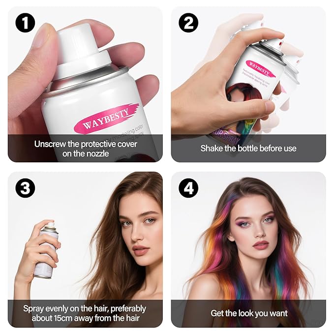 One-Day Temporary Hair Color Spray For Kids Women Men, Washable Hair Dye Spray Non-Sticky For Cosplay Party DIY, Christmas Party, Halloween Crazy Hair Day (Fiery Red, 4.06 oz)