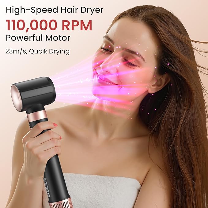 Dual Voltage 3 in 1 Hot Hair Styler – High-Speed Hair Dryer with Air Styler with Long Barrel Air Styler, European Hair Tools Styling, Fast Drying and Quick Styling, Travel Case,Gifts for Women