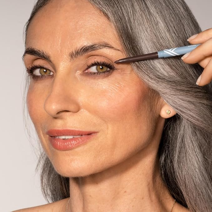 PRIME PROMETICS PrimeEyes Glide Eyeliner for Mature Women – Water-Resistant, Long-Stay and Mess-Proof – Gel Cream Texture, Discreet Sharpener and Effective Smudger (Wood (brown))