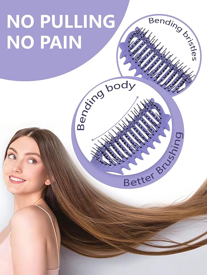 Curl Defining Brush for Curly Hair, 2025 Vented Detangling Brush for Wet, Curl Styling Brush for Women, Less Pulling, Defines & Shapes, Great Gift for Curly Hair Women (Purple)