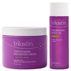 TriLASTIN Maternity 4oz Stretch Mark Cream & 3.4oz Nourishing Body Oil Bundle | Pregnancy Skincare Gift for First-Time Moms