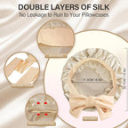 Silk Bonnet for Women 100% Mulberry Silk Sleep Cap 22 Momme Double Layer Hair Wrap for Curly Short Long Hair