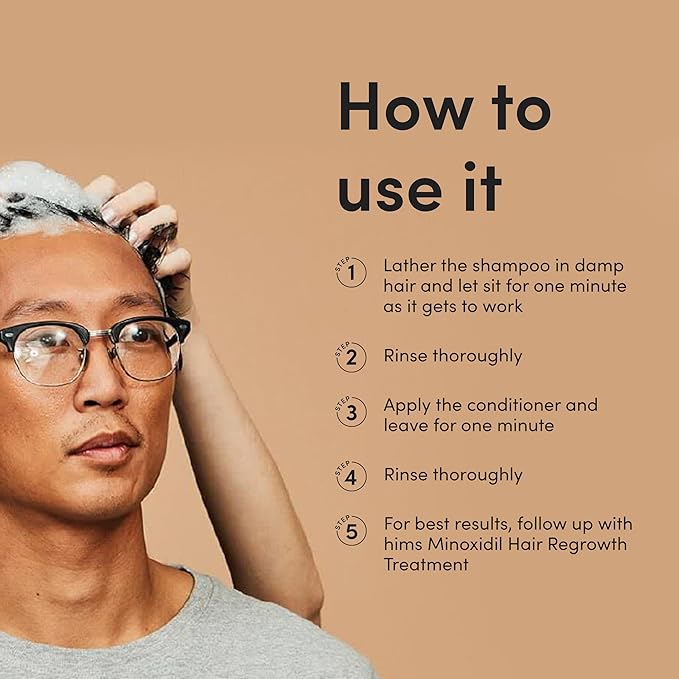 hims Thick Fix Shampoo & Conditioner Set - Saw Palmetto for Healthy Hair Growth & Thickening - Scalp Cleansing - Vegan, Sulfate-Free & Cruelty-Free - Eucalyptus Scent, 6.4 fl oz