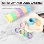 LuSeren 120 Pcs No Damage Thick Hair Ties, Large Soft Seamless Nylon Cloth Hair Elastics for Women, Light Color
