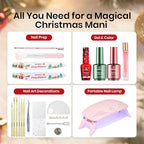 Beetles 27Pcs Gel Nail Polish Kit with U V Light Christmas Gifts for Women Teen Girls - 6 Colors Gel Nail Kit Merry Glitz Red Gold Cat Eye Glitter Jelly Winter Set Soak Off Salon DIY Manicure Set