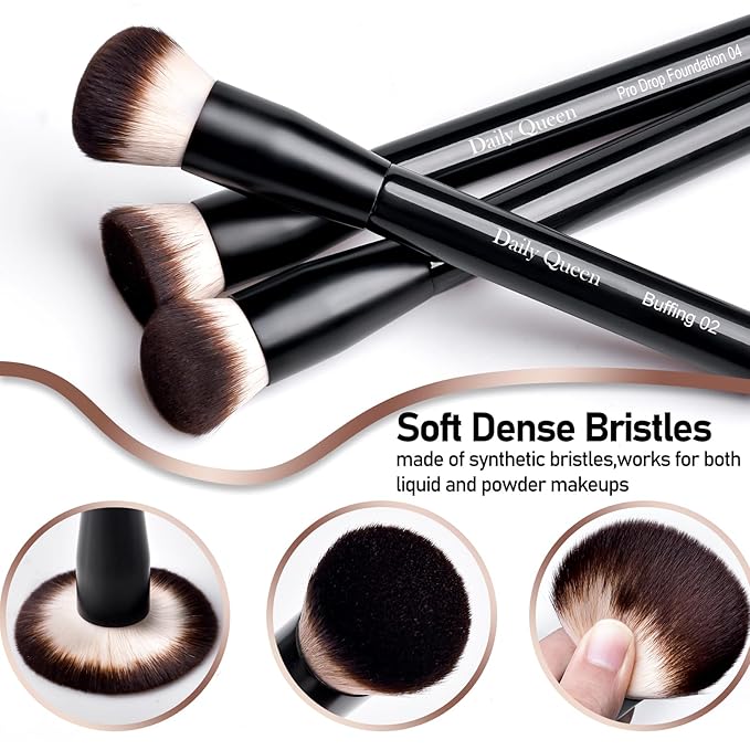 25 pcs Makeup Brush Set Holder Black Professional Kabuki Powder Concealers Eye shadows Blush Eyeliner Eyebrow Contour Eye blending Brushes (25pcs brush with box)