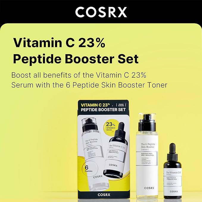 COSRX Vitamin C 23% Peptide Booster Set - Amazon Exclusive - Korean Skin Care Set, Stocking stuffers for women, Vitamin C Serum, Face Serum