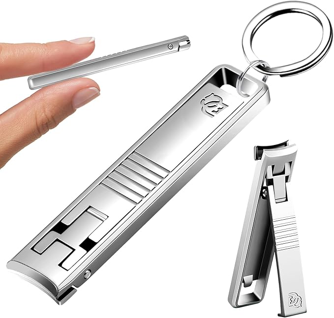 DEOU Folding Ultra-Thin Nail Clippers, Newly Upgraded Anti-Splash mini Stainless Steel Manicure Tool, take with You When Traveling, own Nail File, Men's and Women's Gifts (Nail Clippers + Gift Box)