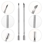 2 Set Cuticle Trimmer with Cuticle Pusher and Cutter, Stainless Steel Manicure Kit for Women Fingernails and Toenails