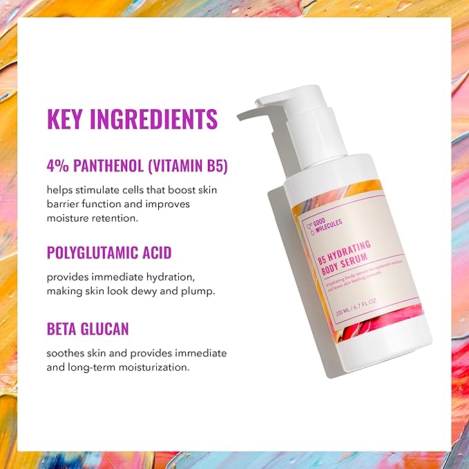 Good Molecules B5 Hydrating Body Serum - Vitamin B5 Ultra Hydrating Serum with Beta Glucan to Retain Moisture and Plumpness, Skin Care for Body