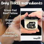 HolyCow Beef Tallow For Skin - Whipped Tallow Balm with Organic Jojoba Oil, Grass Fed Beef Tallow Face Moisturizer for Eczema, Baby, Lip Balm - Lotion For Extremely Dry Skin (Vanilla Bean)