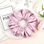 CEELGON Pink Big Satin Scrunchie 6.5 Inches Jumbo Scrunchies Silky Hair Ties Oversized Ponytail Holder for Thick Curly Hair Extra Large Hair Accessories for Women (Pink)