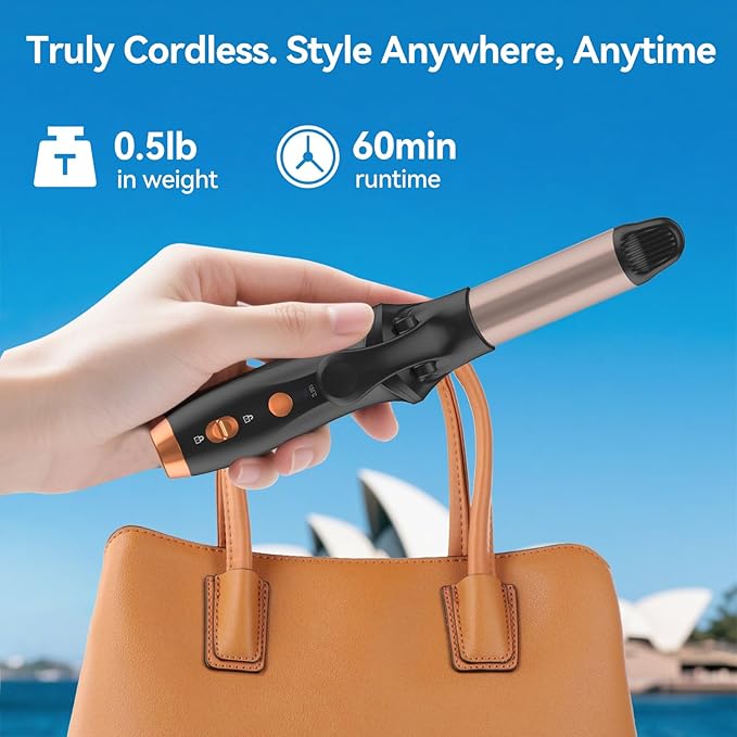 Cordless Curling Iron Hair Straightener: Travel Mini Flat Iron USB Rechargeable 4000 mAh 2 in 1 Small Cordless Portable Hair Curler