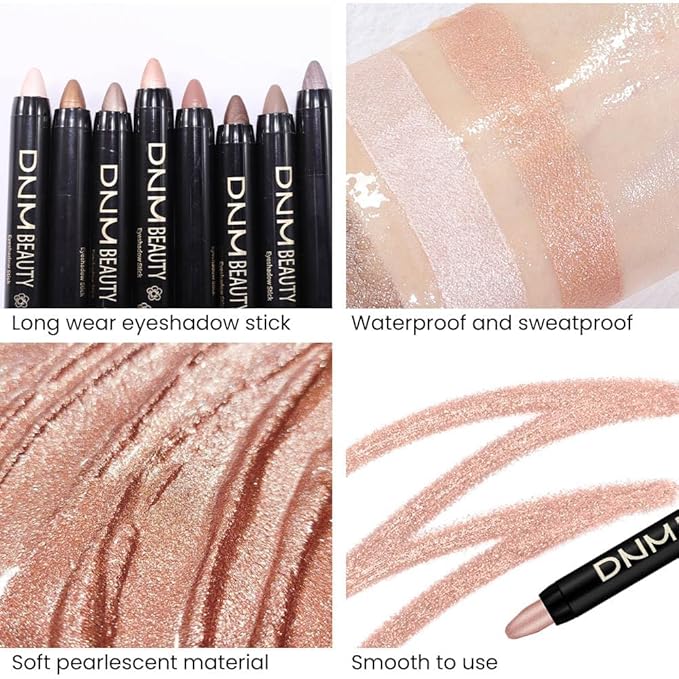 evpct 2Pcs Cream Eyeshadow Sticks Set for Eyes Waterproof, Champagne Shimmer Matte Eye shadow Stick Pencil Pen Bulk sombras en crema para ojos 17+17