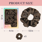 5Pcs Brown Satin Scrunchies for Women, Softer Than Silk Scrunchies, Fashion No Crease Hair Ties for Thin Thick Hair,Soft Hair Bands No Damage for Girls, Ideal Gifts for Women (Set 3)