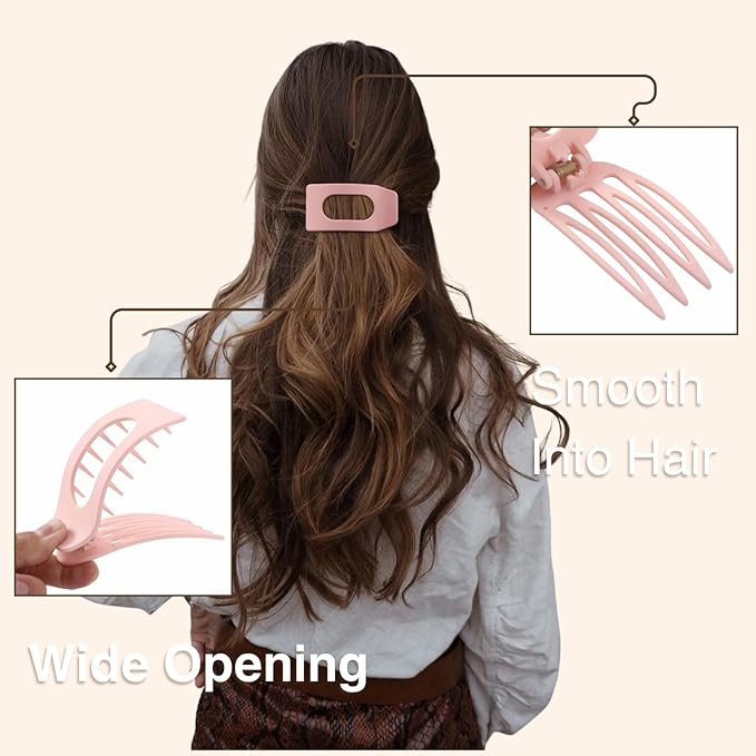 8 Pack Pastel Flat Hair Clips for Girls – Large Cute Matte No-Slip Claw Clips for Thick & Thin Hair Pink, Blue, Green, Purple, Soft Color Aesthetic Hair Accessories for Teen or Preppy Style