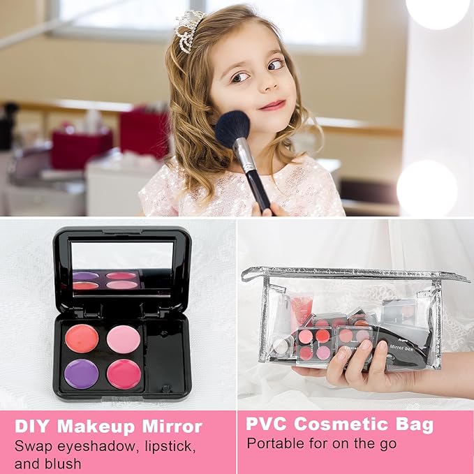 Anpro All-In-One Makeup Kit for Girls 10-12 with Case, Pro Teen Makeup Set, Tween Makeup Kit for Teens Women, Full Starter Make Up Kit with Brushes, Lipstick, Eye Shadows Palette, Blushes, Glitter Gel