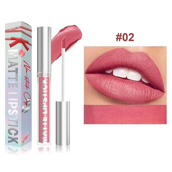 COOL STORY Matte Lip Stain Tint Highly Pigmented Color Long-Lasting Waterproof Rose Kiss (02)
